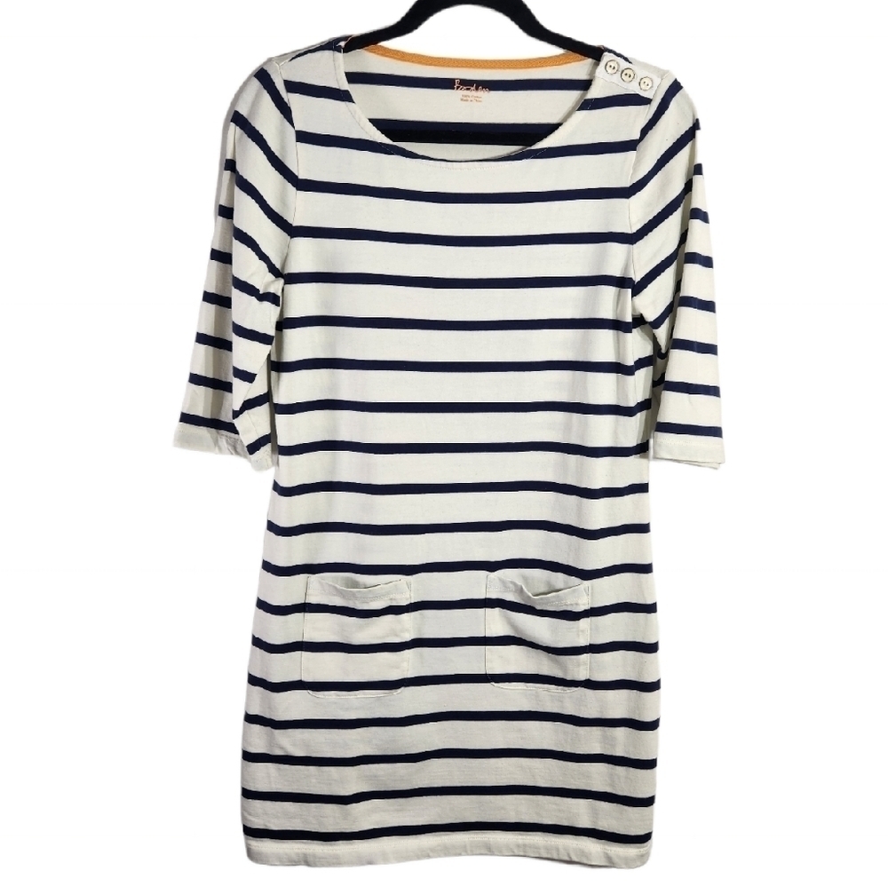 Boden Sailor Breton Front Pockets Striped Tunic Cotton Dress